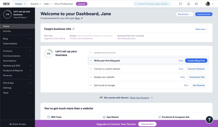 Creating a website on Wix